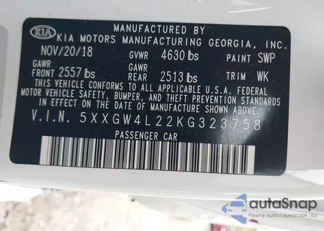 2019 Kia Optima Sx Turbo from USA, damaged, VIN 5XXGW4L22KG323758